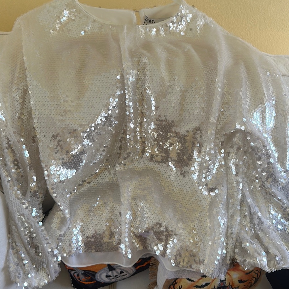 STUNNING ZARA SEQUIN TOP SIZE S BNWT (item code 7744/047/808)